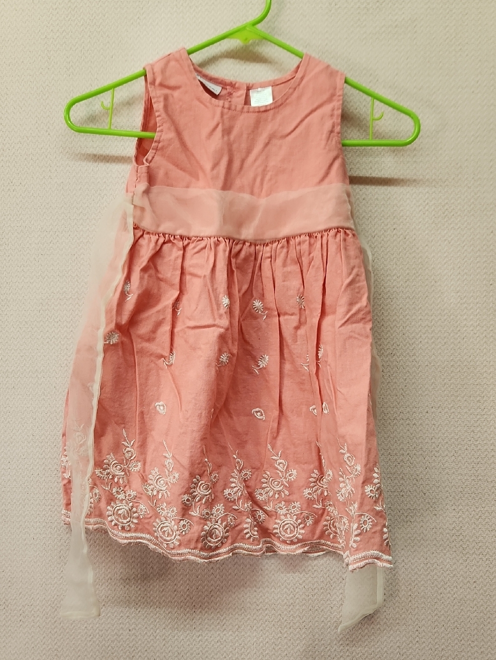 Blueberi Boulevard Coral Pink Embroidered Dress